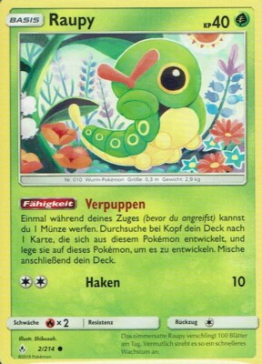   Pokemon Card SM10 Base Raupy 2/214 Forces in Harmony German