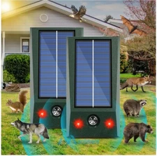 2X Solar Ultrasonic Animal Repellent Dog Skunk Deer Raccoon with LED Garden Yard