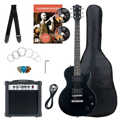 7-Teile Komplett E-Gitarre Set Verstärker Gigbag Tasche Gurt Gitarrenset Schwarz