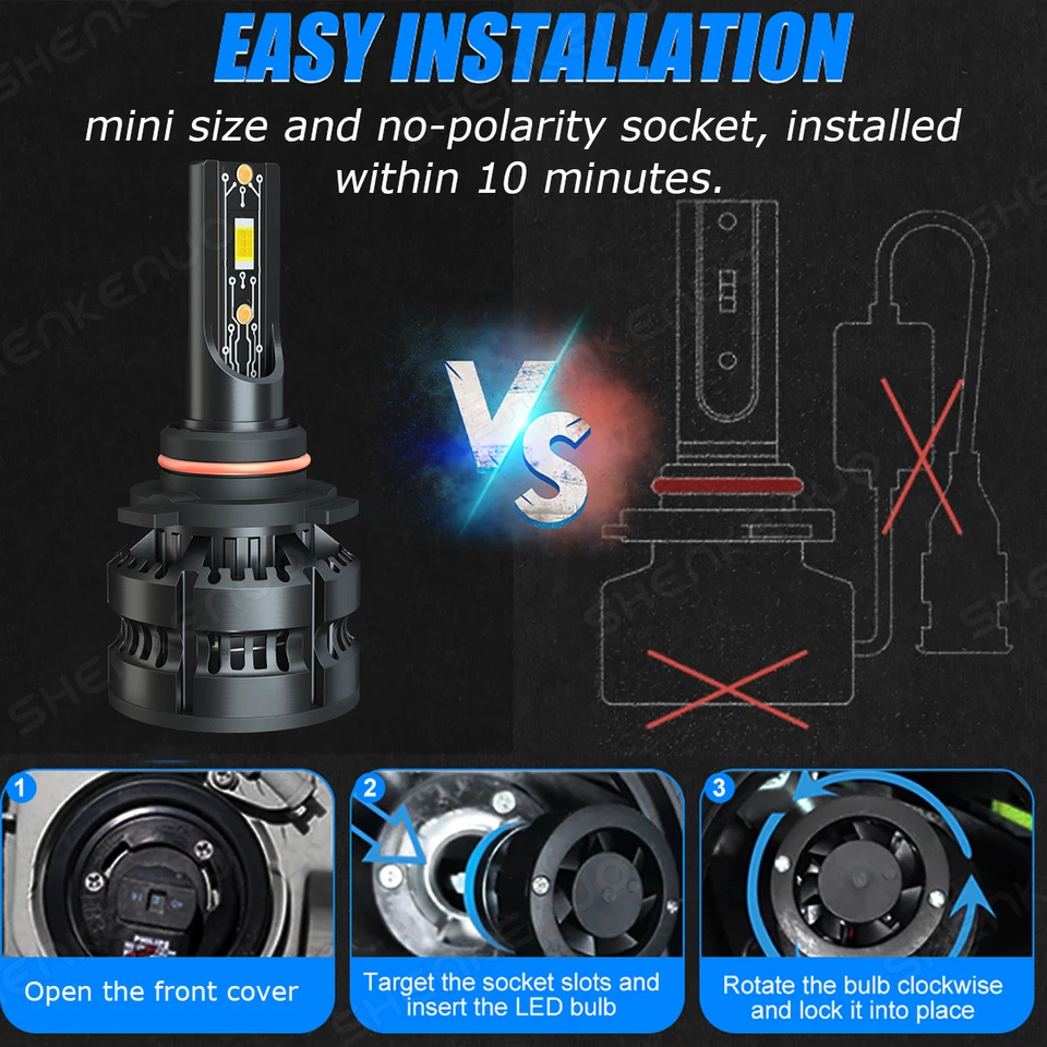 For Saturn SC1 SC2 1997-2002 9005 9006 880 Led Headlight Foglight 6X Bulbs Combo - Image 3 of 4