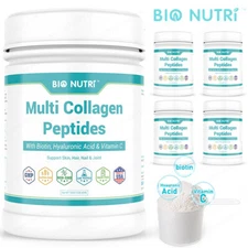 16OZ Multi Collagen Protein Powder Type I II II V X w/ Biotin VC Hyaluronic Acid