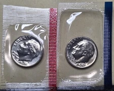 1986 P & D  Roosevelt Dime 10C Philadelphia Denver In Mint Cello Free Shipping