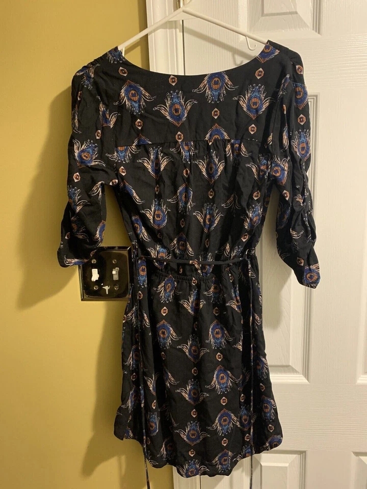 Vestido para mujer Mimi Chica talla SM boho rojo azul acuarela sol informal calce profesional Foto 2 de 2