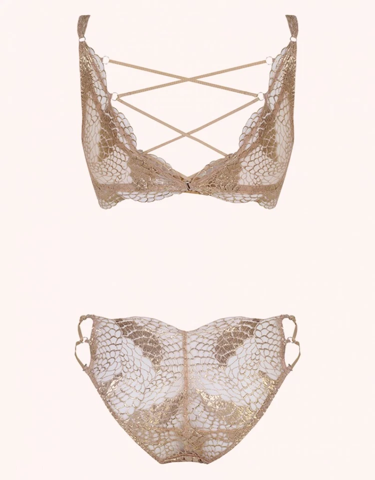 Calzoncillo Agent Provocateur CASELLA L/4 NUEVO CON ETIQUETAS Oro Rosa Orig. $335 Foto 4 de 4