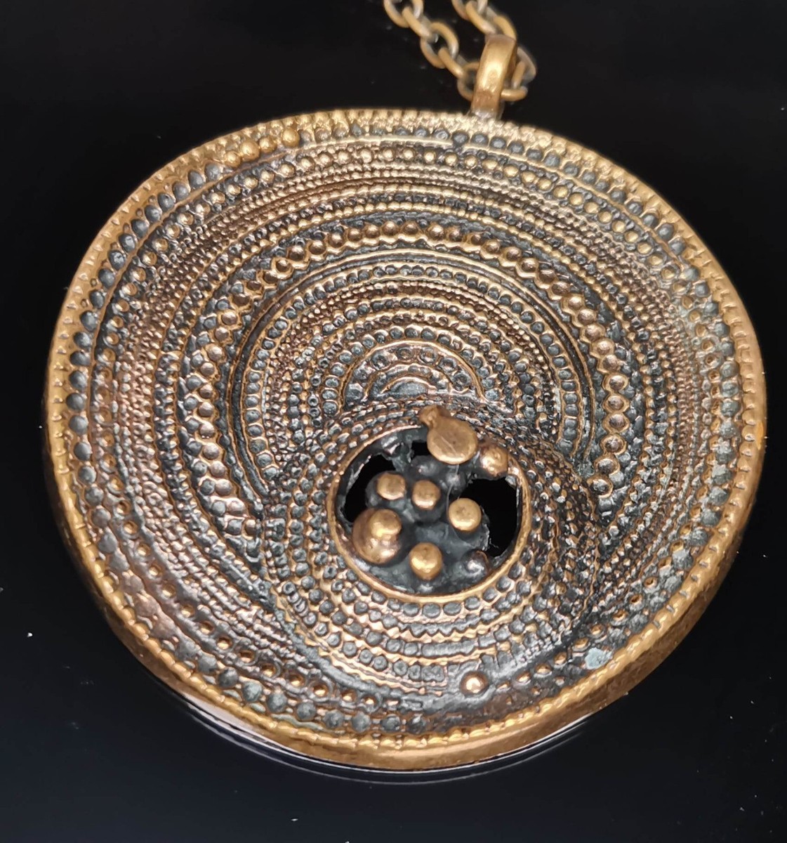 Jorma Laine vintage big Bronze pendant necklace Finland Nordic