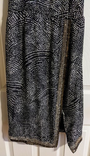 Abito H&M 4 34 nero bianco fantasia boho chic orlo con perline senza maniche - Foto 3 di 6