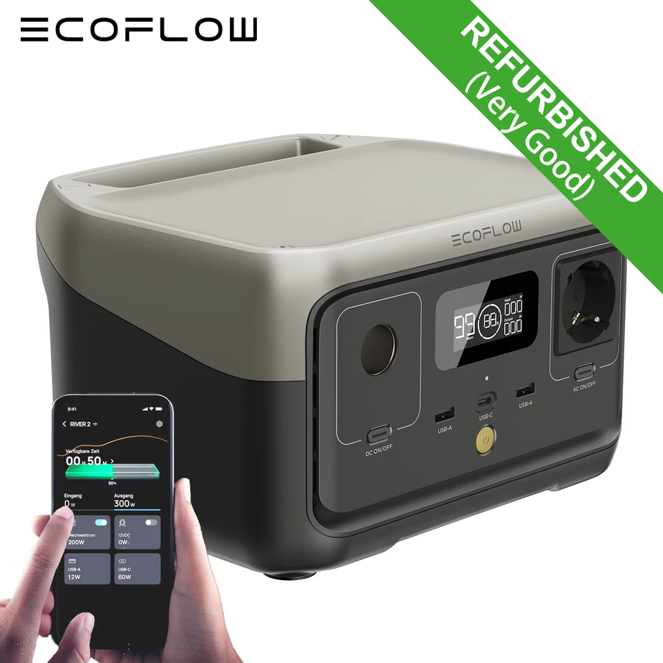 ECOFLOW Ricondizionati RIVER 2 Power Station Portatile 256Wh Batteria Solare