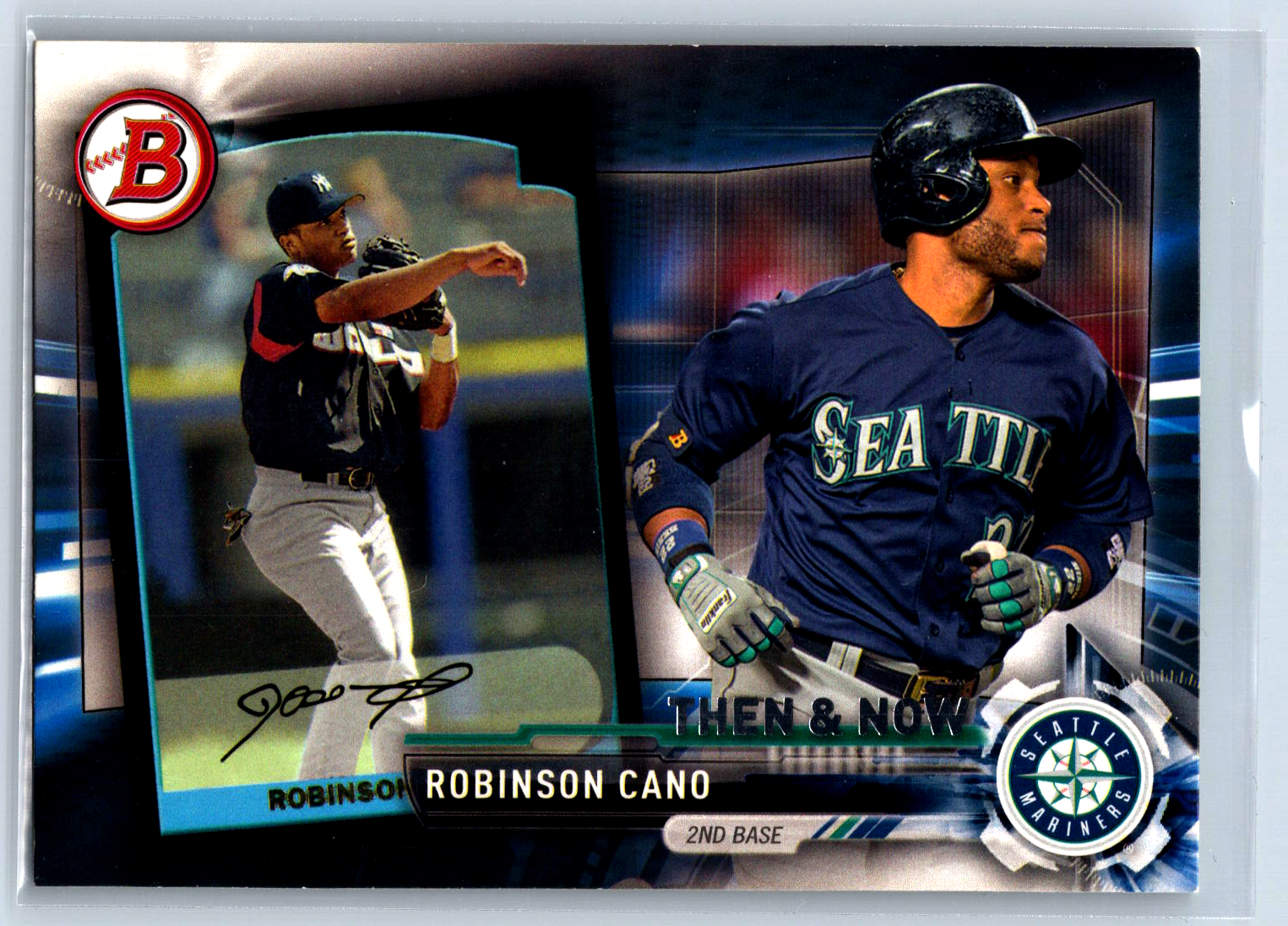 2017 Topps Bowman Then and Now BOWMAN17 Robinson Cano Seattle Mariners Baseball Card