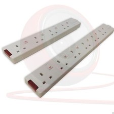 Permaplug 4 & 6 Gang White trailing Socket. Individually switched + Neon SWG4-MP