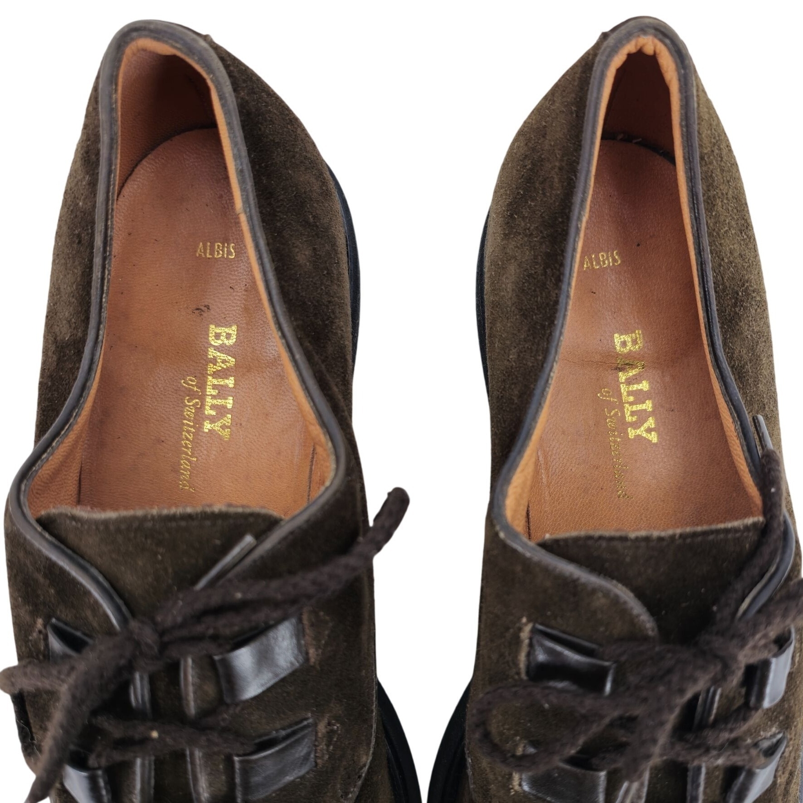 SAOLA Scarpe eleganti vintage Bally Switzerland marrone scamosciato uomo 10 5 punta a cappuccio Derby Oxford