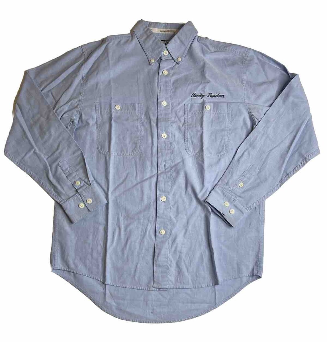 harley davidson long sleeve dress shirts Harley-Davidson Men's Bar & Shield Shirt, Black Beauty Features chest piecing and piping for an elevated look Harley Davidson Blue Button Up