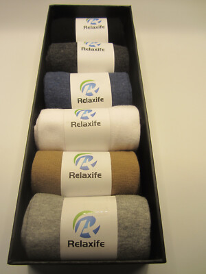 Realife gift box 6 Pairs Mens Casual Socks 98% Cotton Size 10-13