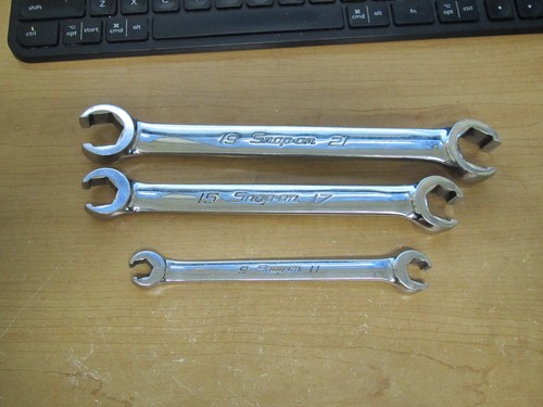 Snap-on 3pc Metric 9,11,15,17,19,21mm Double End Flare Nut Line Wrench Set RXFM