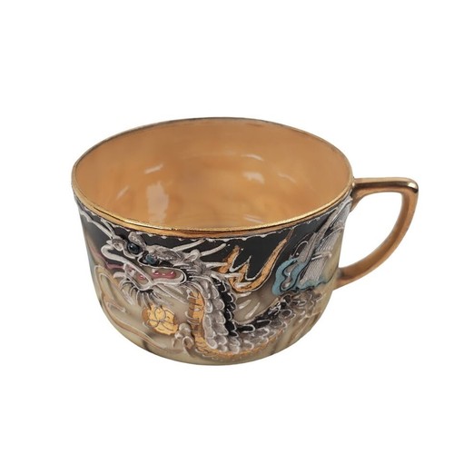 Japanisches Drachengeschirr Lusterware Tasse Untertasse Teller Moriage c1940 Made in Japan Chip - Bild 4 von 12