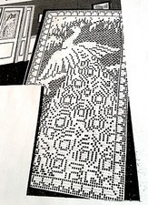 1987 Vintage 1939 LW FILET PEACOCK DOOR PANEL Pattern to Crochet reproduction 