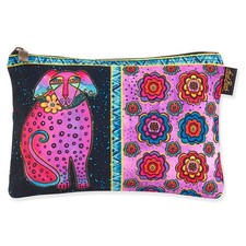 Laurel Burch Classic Dogs Cosmetic Bag black/pink flowers B , Ellie Dog