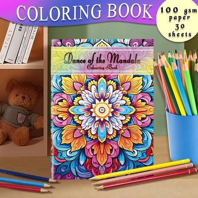 Mandala Coloring Book 30 Patterns Thick Paper Stress Relief Anxiety Adult Teen