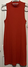 Old Navy Orange Mock Neck Ribbed Knit Tank Dress Size M NWT