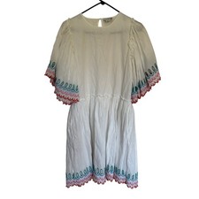 Stella McCartney White Multicolor Scalloped Cotton Dress Size 14