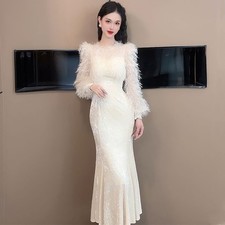 White Women's Sleeve Dress Skirts