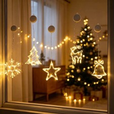 Christmas Warm White Window Hanging Light With Suction Cup Home Wall Decoration