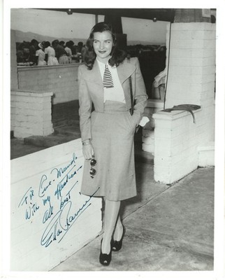AMERICAN EXOTIC ACTRESS ELLA RAINES, SIGNED VINTAGE FASHION PHOTO.