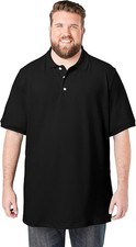 NWT Black King Size Longer Length Short Sleeve Cotton Polo Shirt Size 4XL Tall