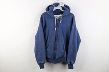 Vtg 60s Healthknit Mens Large Blank Thermal Lined Full Zip Hoodie Sweatshirt USA