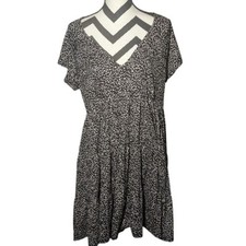Urban Outfitters XL Black White Speckled Tiered Mini Dress