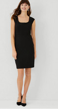 NWT ANN TAYLOR BLACK BI-STRETCH SCOOP NECK DRESS SZ 4