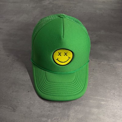 Nissin Trucker Hat Green Dead Smiley Face Patch Snapback Mesh Cap Dazed Confused