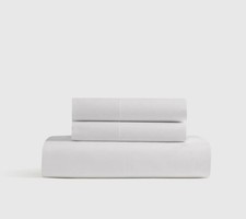 Quince Organic Cotton Percale White/ Sand Sheet  1 Pillowcase Twin 236 READ 