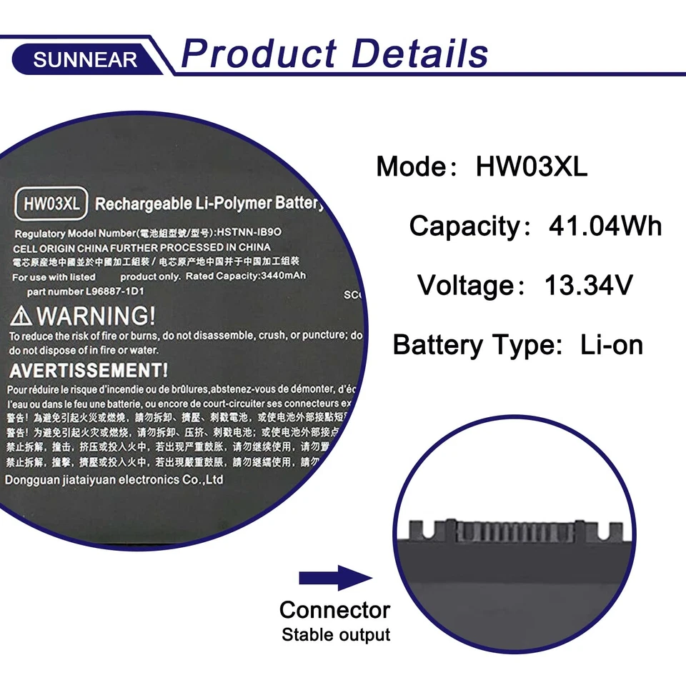 Repuesto Batería Portátil HW03XL l97300-005 para HP Pavilion 15-EG 15-eg00xxx... Foto 2 de 4