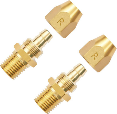 2Pcs Premium Solid Brass Pneumatics Reusable Rubber Hose-End Repair Fitting, 3/8