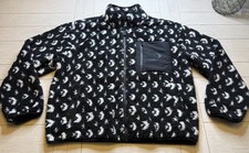 NWT Converse Women Black Logo Patterned Fleece Teddy Full Zip Jacket L MSRP 120