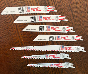 6 NEW UNUSED Milwaukee Thin Kerf Sawzall Blades + 1 slightly used 6" 9"  5186