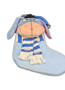 Rare Disney Plush EEYORE Light Blue Christmas Stocking Vintage