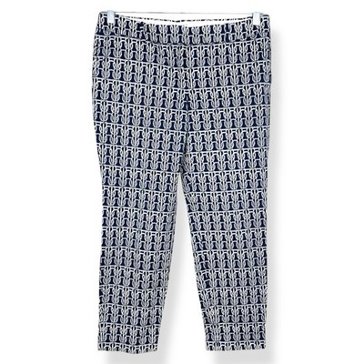 J Crew Cafe Capri Pants Womens Size 8 Navy Blue White