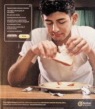 Norton by Symantec 2011 Print Ad Internet Security Ketchup Sandwich