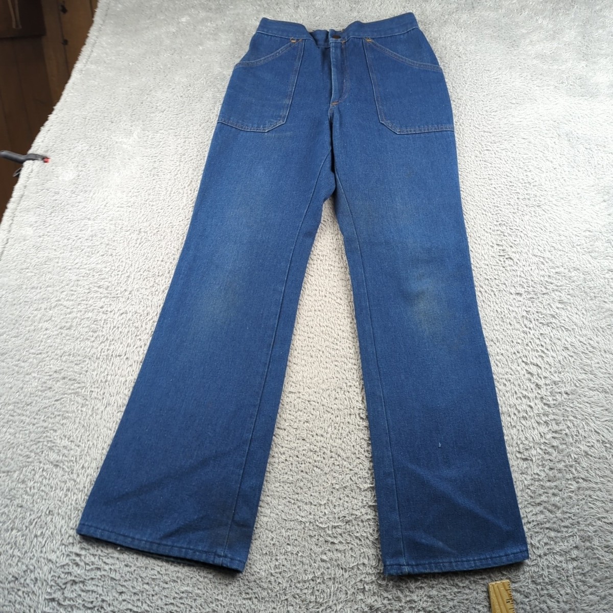 Vintage JC Penney Jeans Womens 12 Blue Flare Denim Baker Pants 