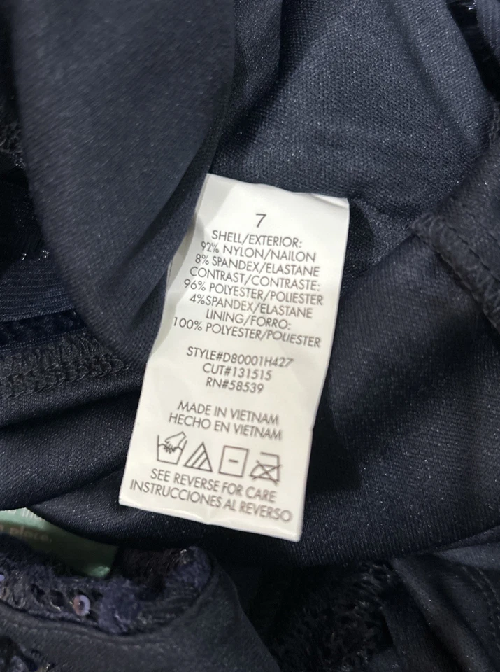 Vestido Floral Speechless Fit & Flare Azul Marino Sin Mangas Lentejuelas Juvenil Talla 7 Nuevo con Etiquetas Foto 4 de 4