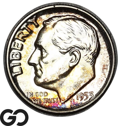 1953 Roosevelt Dime PROOF, Great Color, Superb Gem PR++