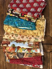 Lot Of 10 Different Quilting Fabrics Assorted Yardages Animal Themed Bundle