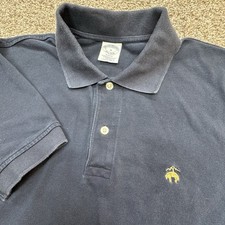 Brooks Brothers Mens Polo Shirt MEDIUM Navy Blue Performance Polo Slim Fit