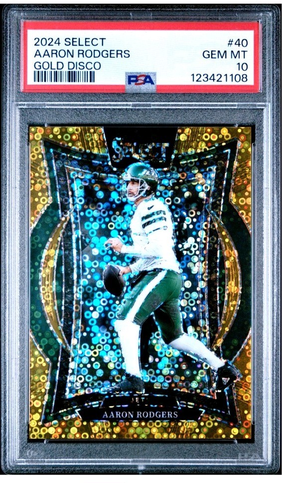 2024 PANINI SELECT AARON RODGERS CONCOURSE #40 GOLD DISCO PSA 10