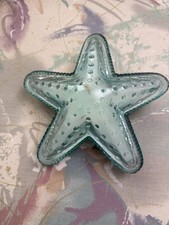 BLUE GLASS STARFISH CANDLE WITH LID 9" - NEW