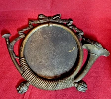 Antique Bradley Hubbard? Cast Iron Trumpet Hunting Horn FRAME for Mirror or Art