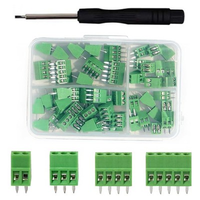 52PCS 2.54mm 0.1'' Pitch PCB Mount Screw Terminal Block Connector, Minidodoca 2P