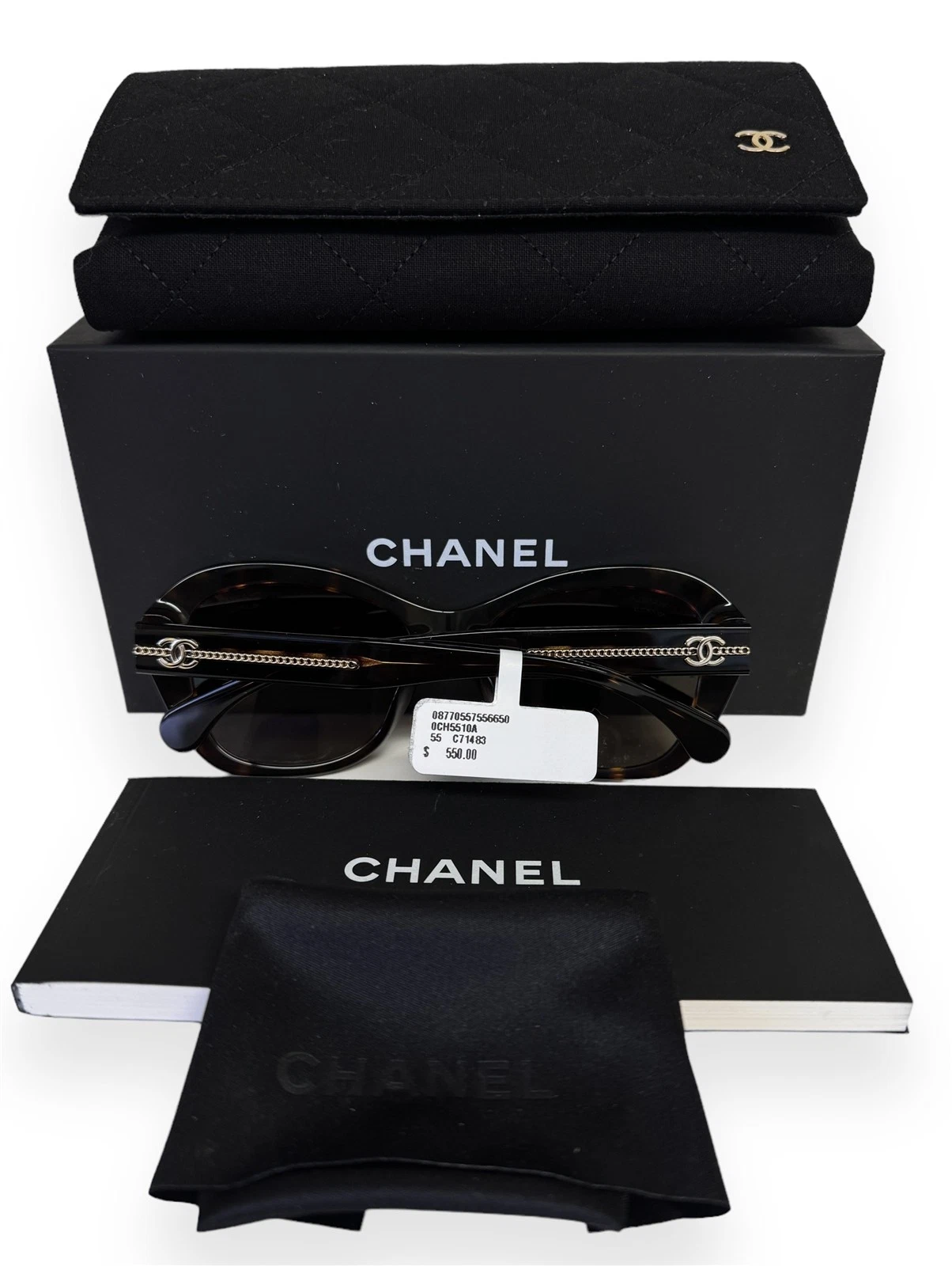 Chanel Sunglasses 5510A 714/83 Brown Tortoise Gold CC Logo Polarized w/case NWT