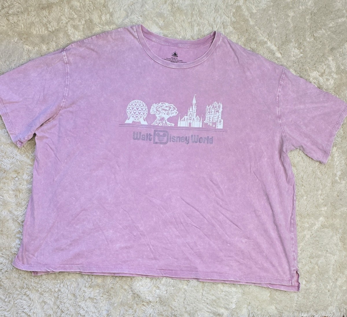 ​Walt Disney World T-Shirt 1X Pink Mineral vtg Wash Parks Icon Magical Checklist View 2
